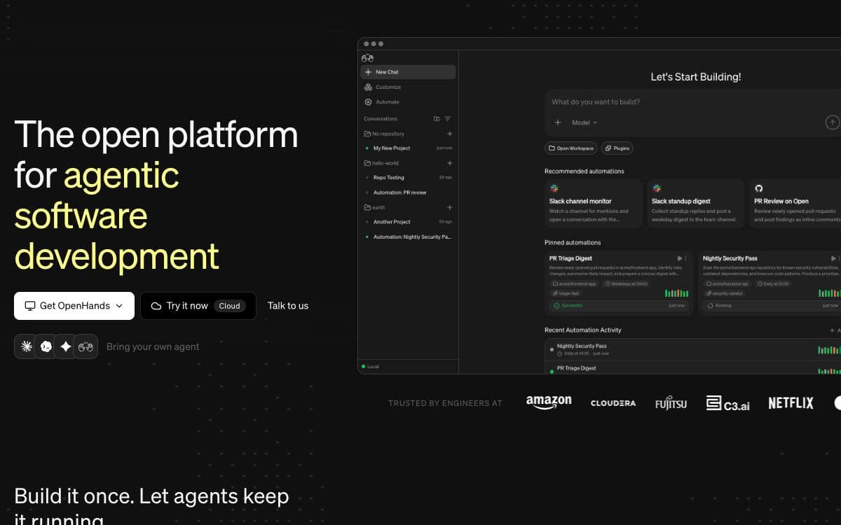 Screenshot of OpenHands website