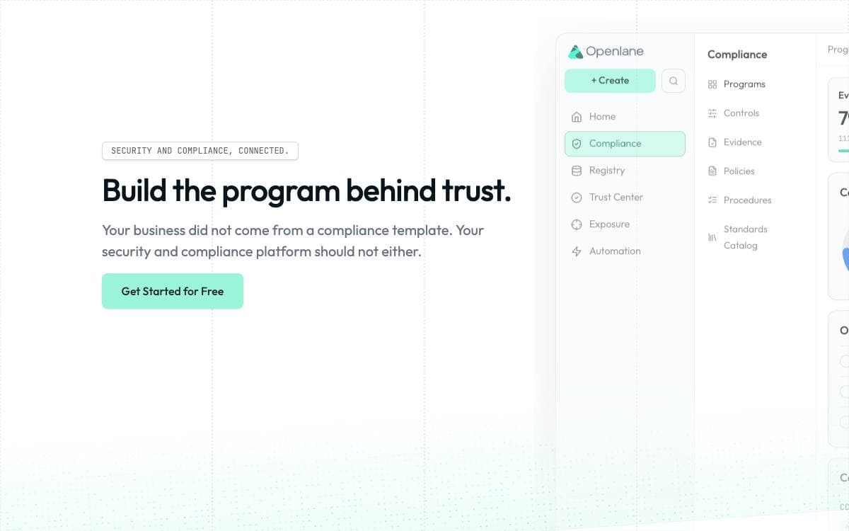 Screenshot of Openlane website