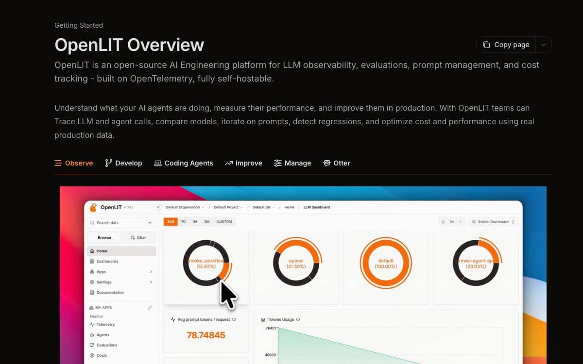 Screenshot of OpenLIT website