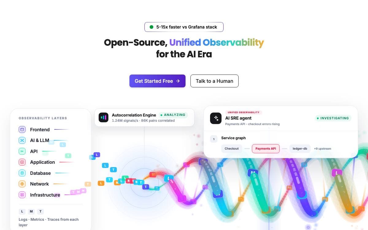 Screenshot of OpenObserve website
