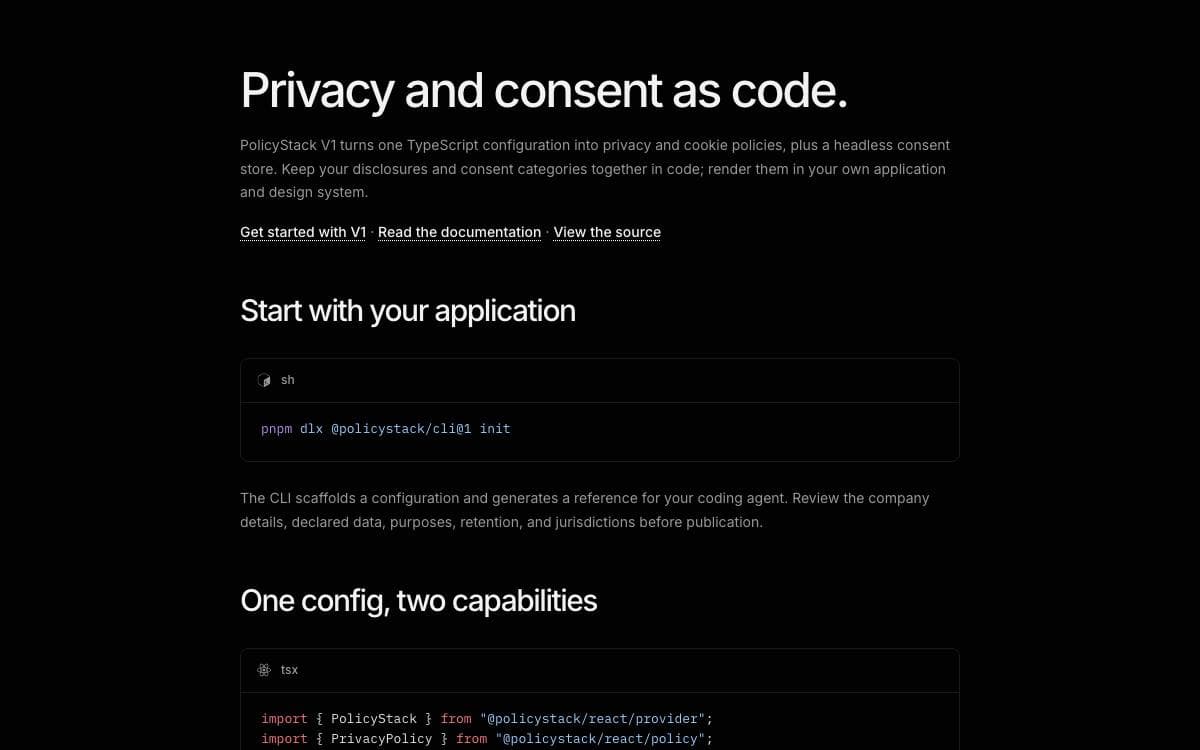 Screenshot of OpenPolicy website