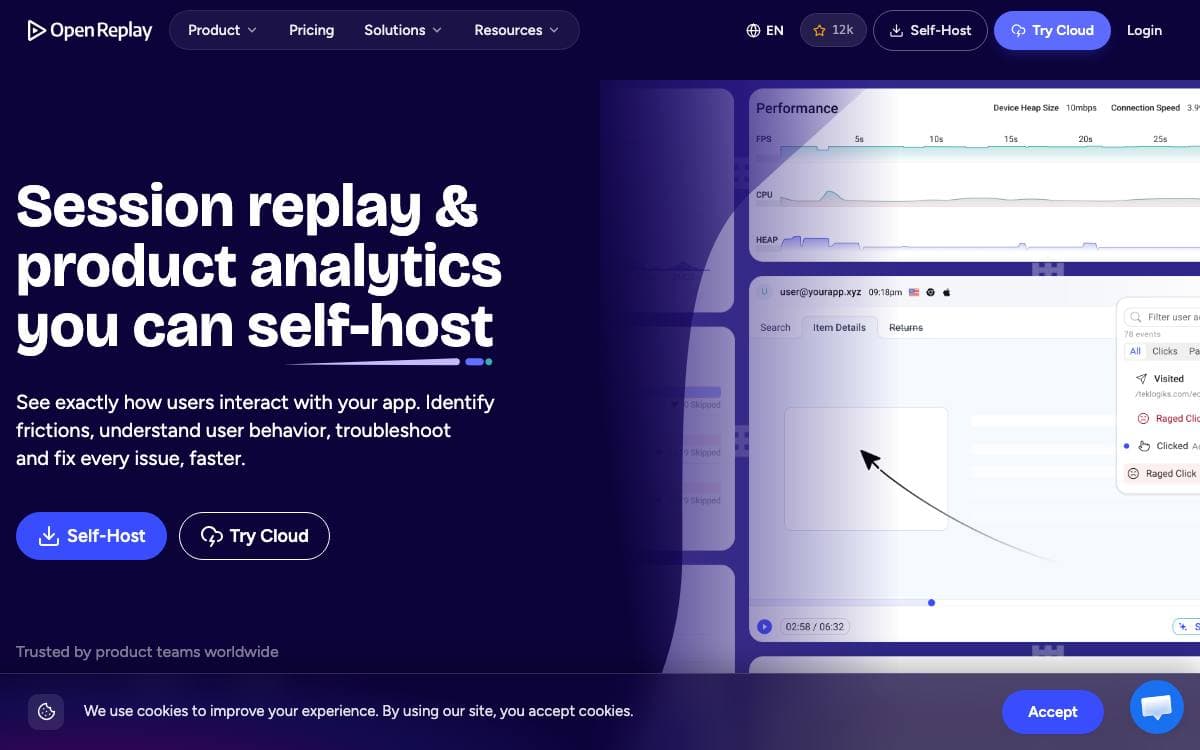 Screenshot of OpenReplay website