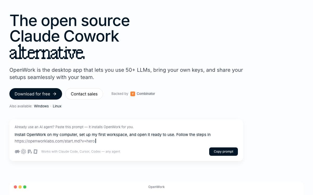 Screenshot of OpenWork website