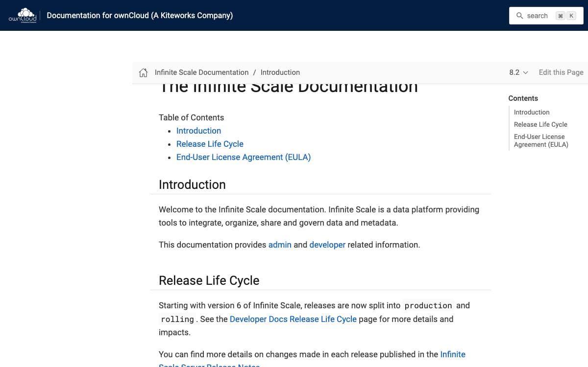 Screenshot of ownCloud website