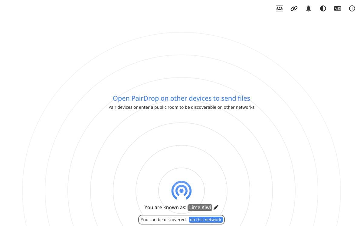 Screenshot of PairDrop website