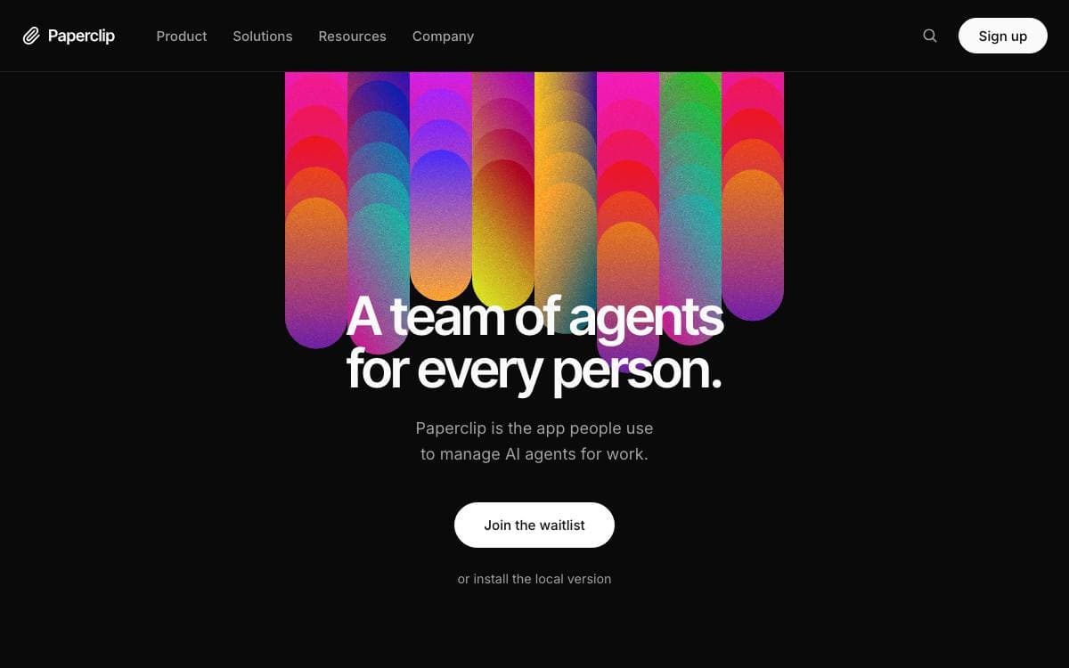 Screenshot of Paperclip website