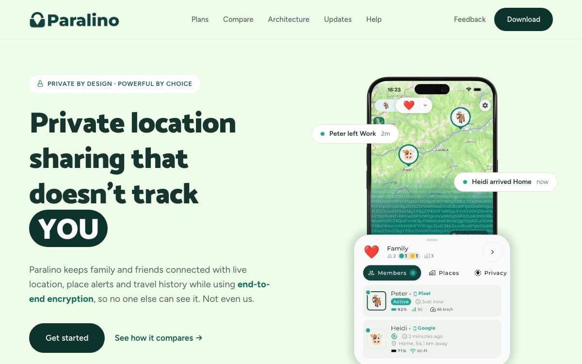 Screenshot of Paralino website