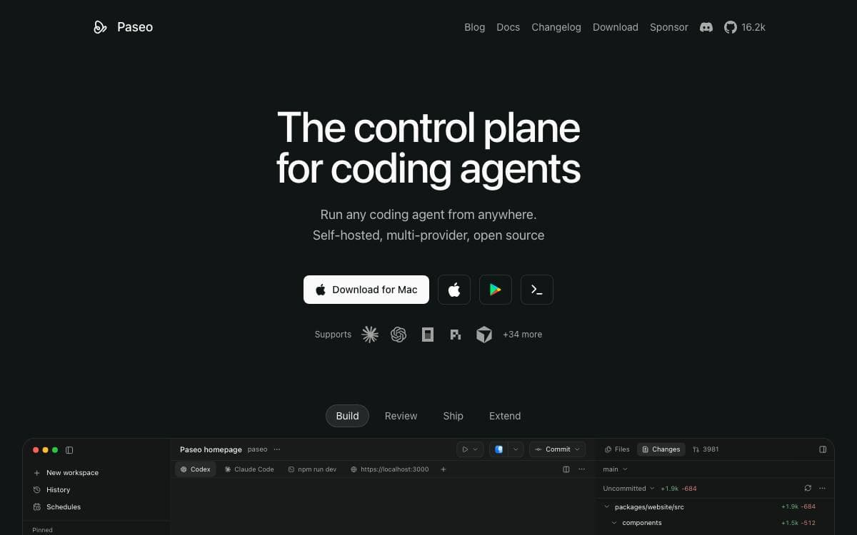 Screenshot of Paseo website