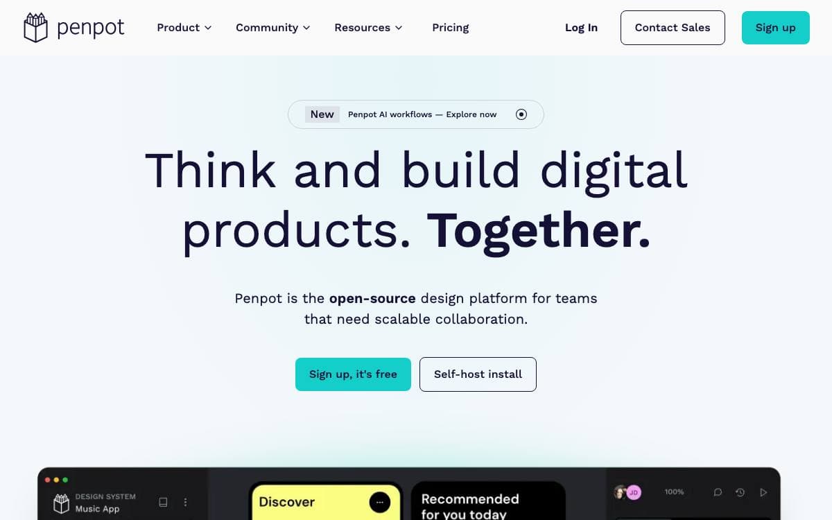 Screenshot of Penpot website