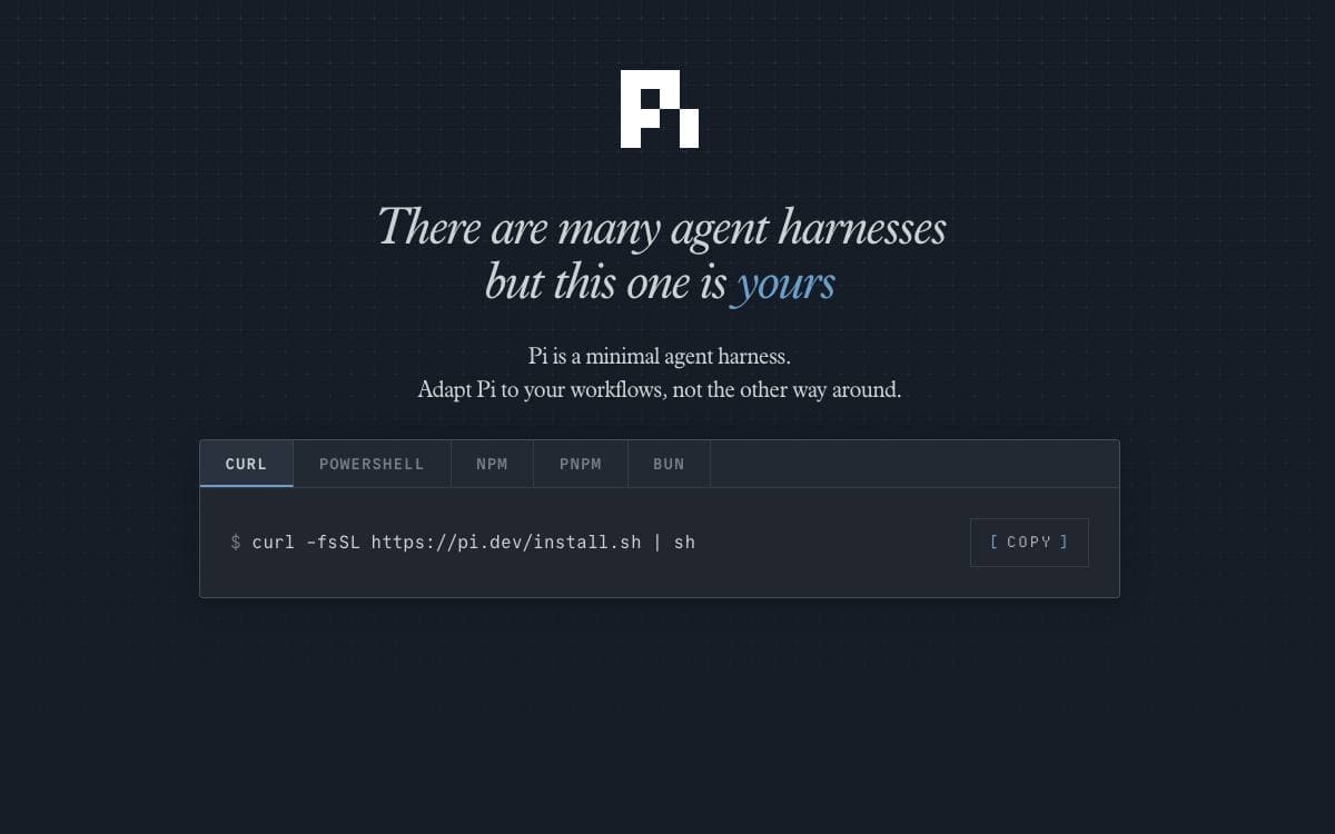 Screenshot of pi website
