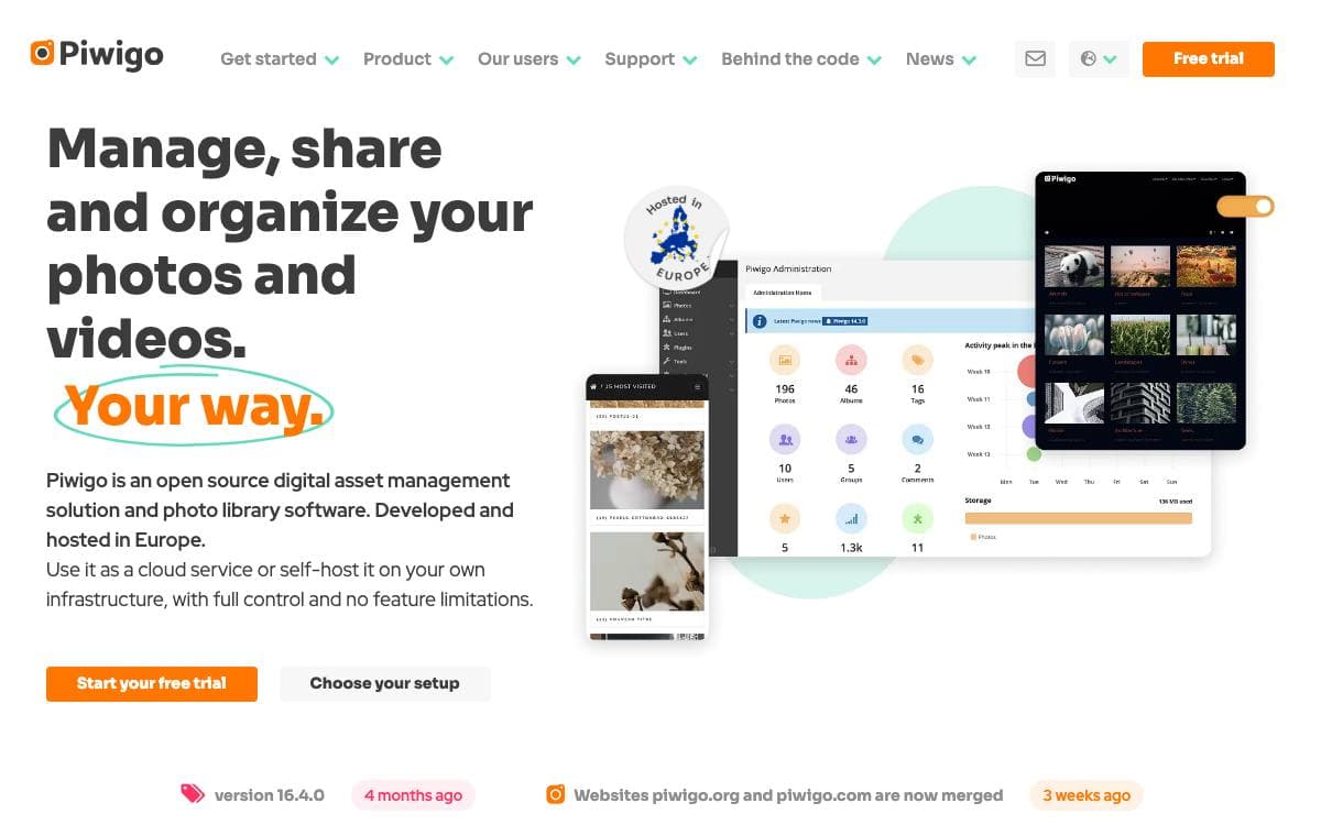 Screenshot of Piwigo website