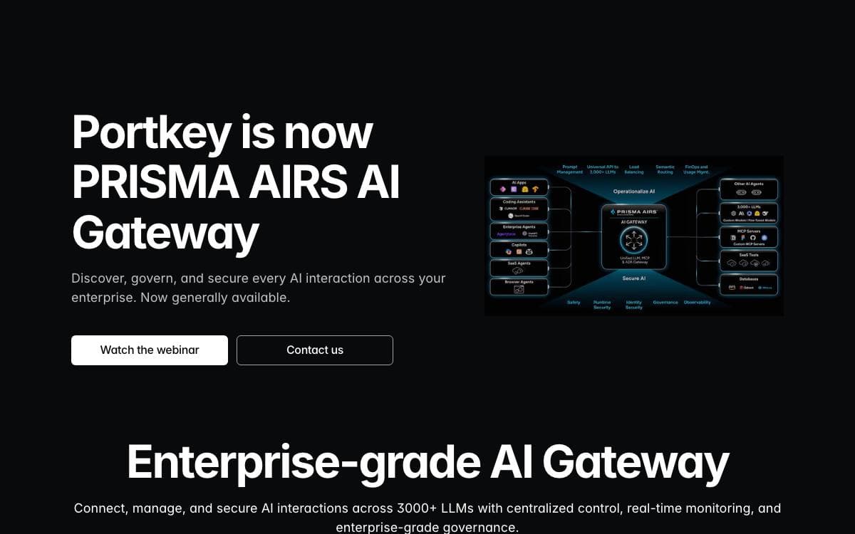 Screenshot of Portkey AI Gateway website