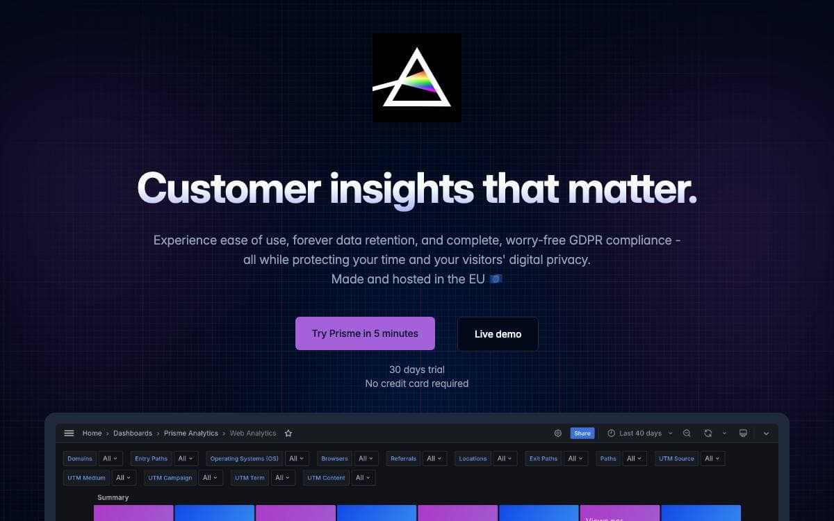 Screenshot of Prisme Analytics website
