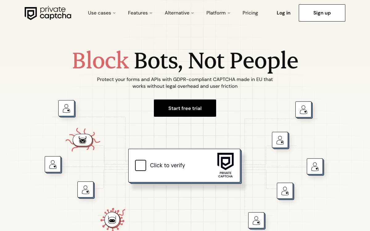 Screenshot of Private Captcha website