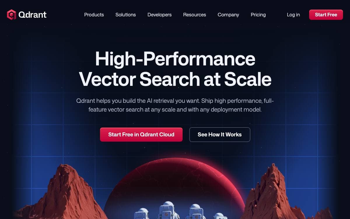 Screenshot of Qdrant website