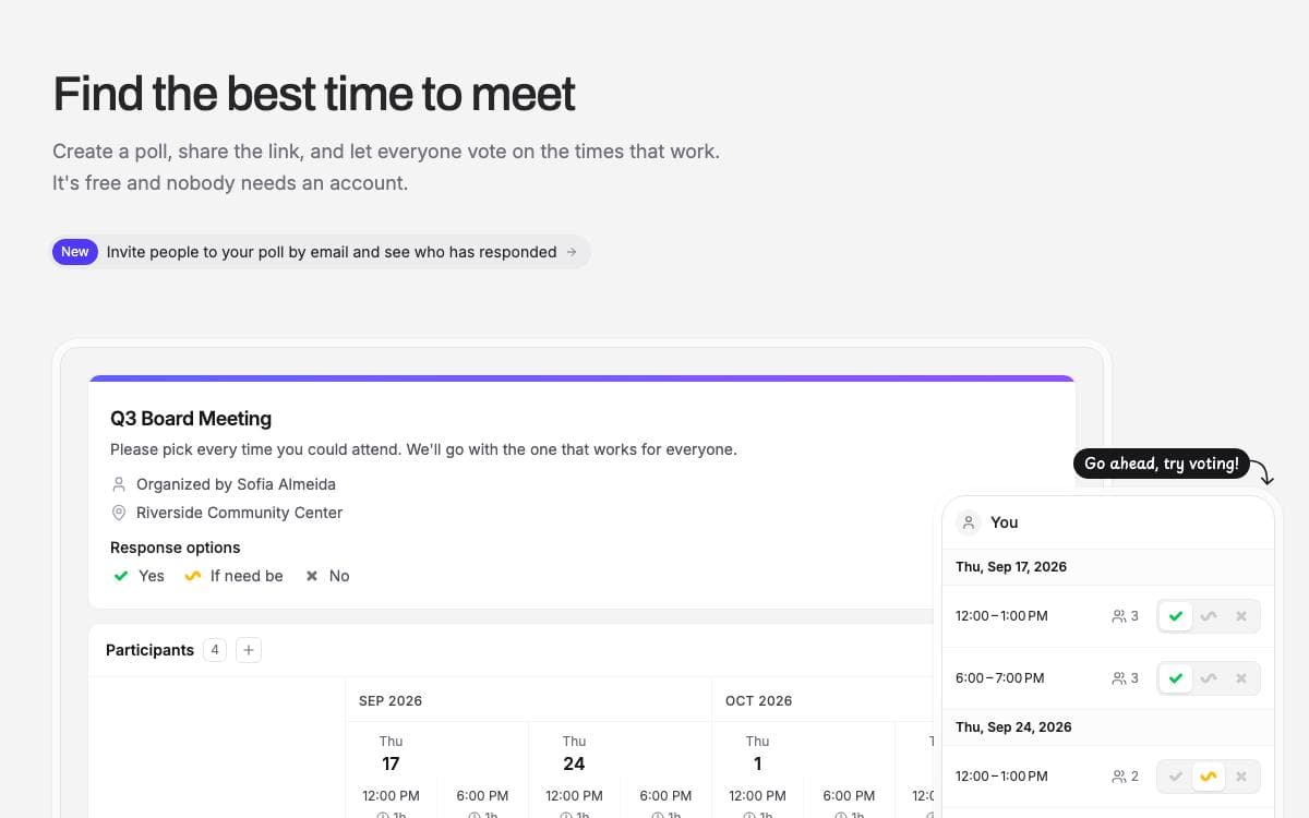 Screenshot of Rallly website