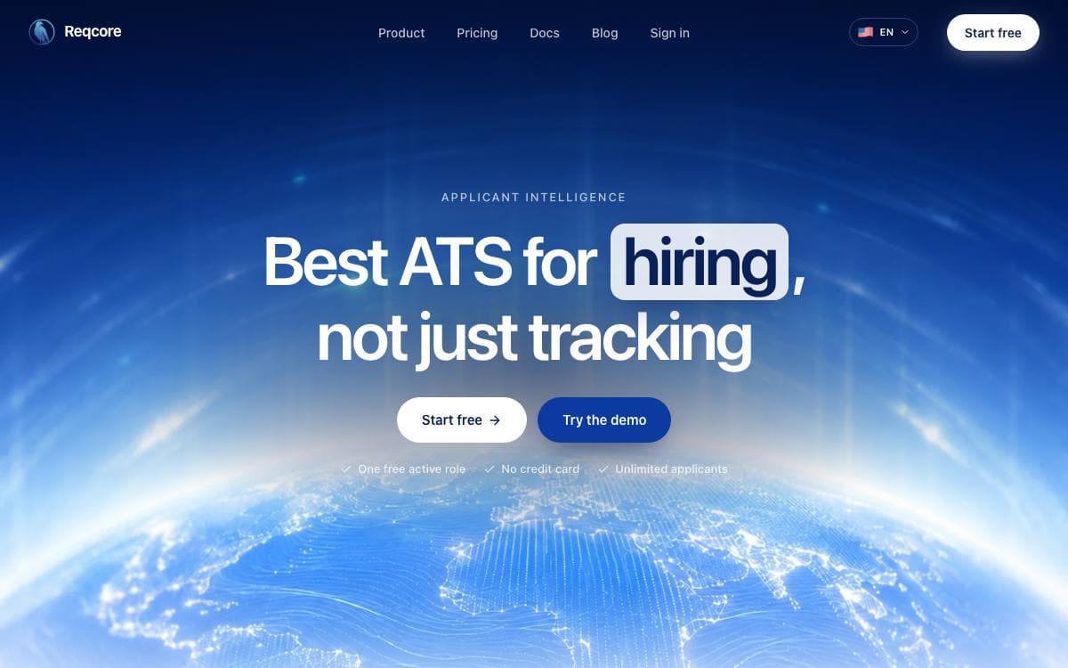 Screenshot of Reqcore website