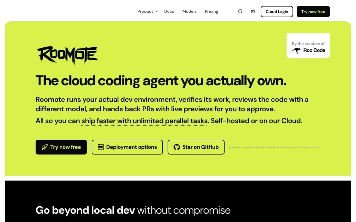Screenshot of Roomote website