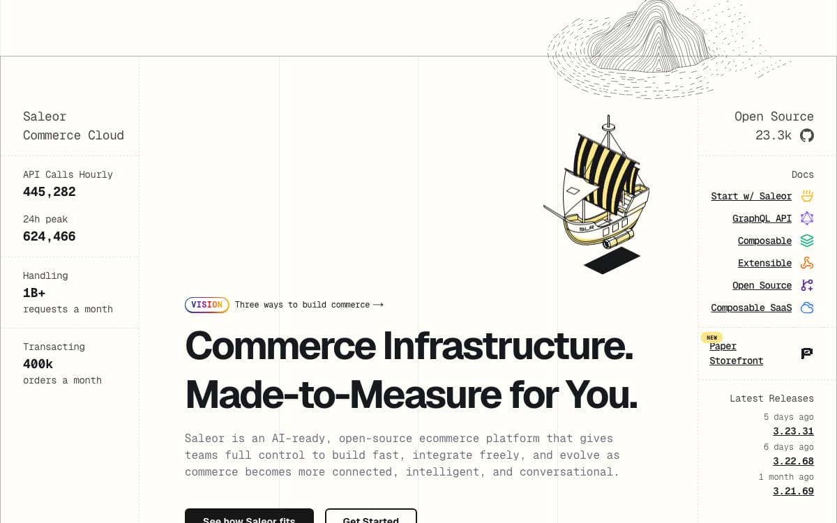 Screenshot of Saleor website