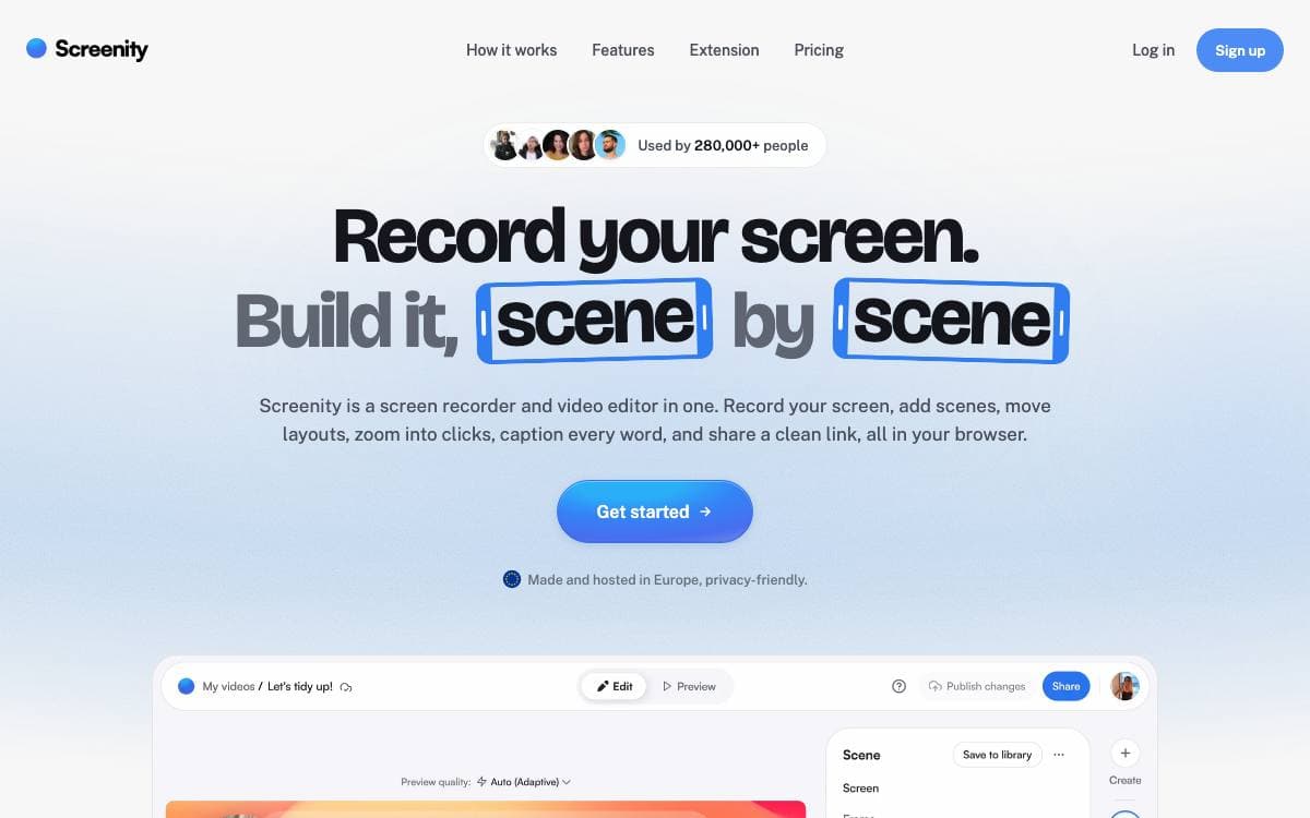 Screenshot of Screenity website