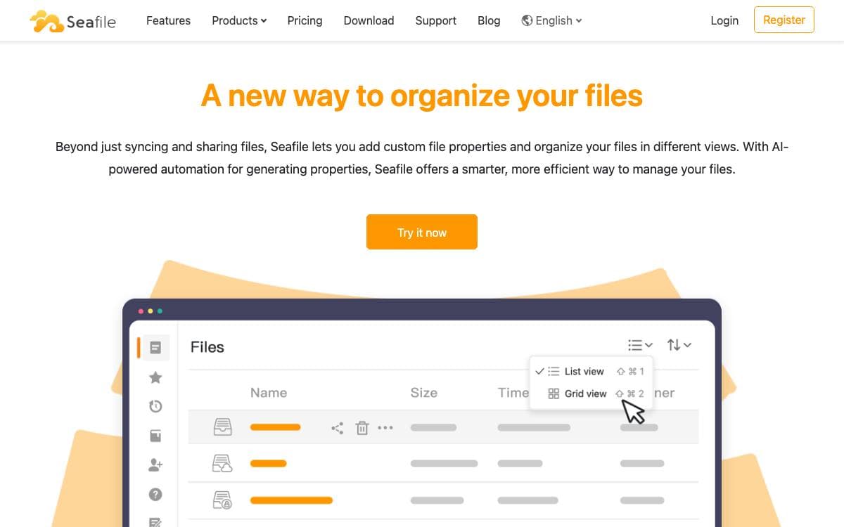 Screenshot of Seafile website