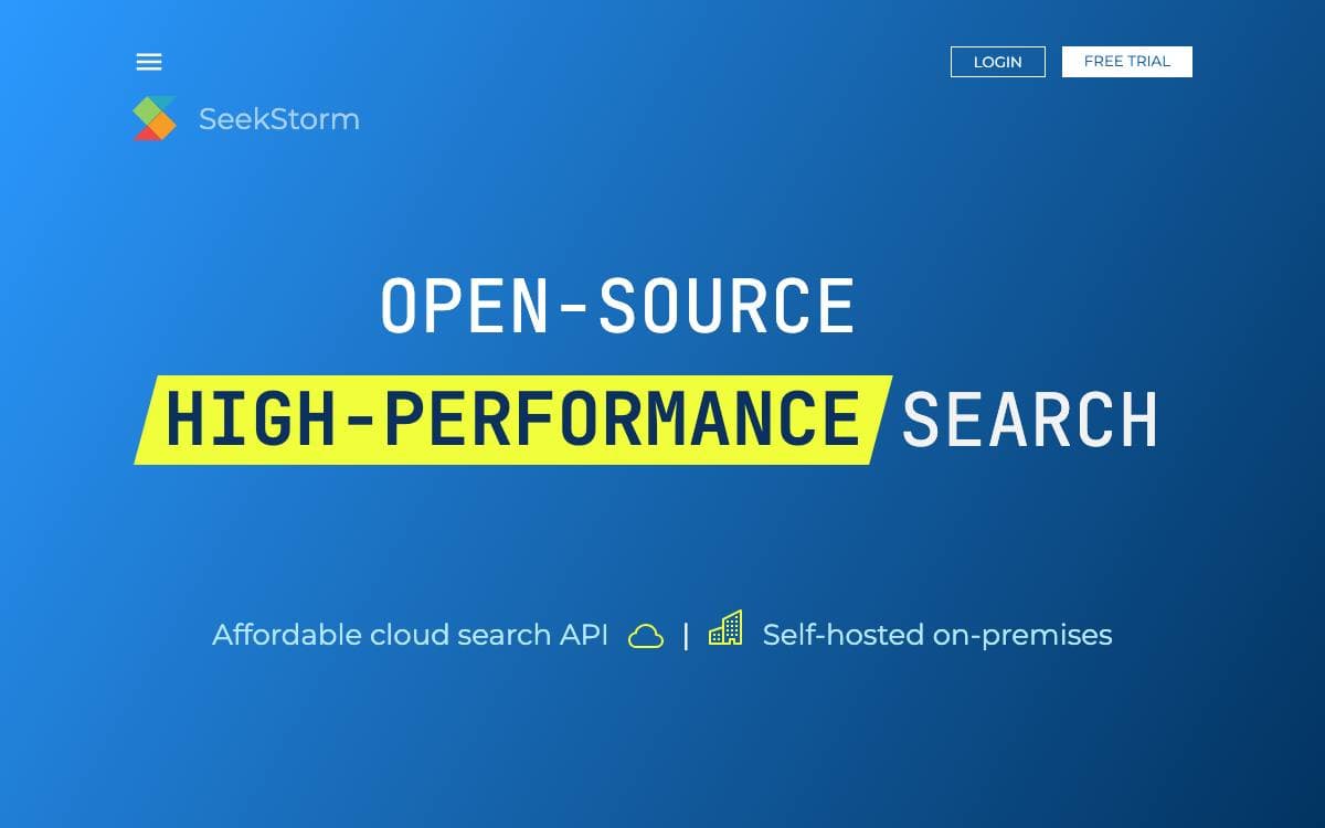 Screenshot of SeekStorm website