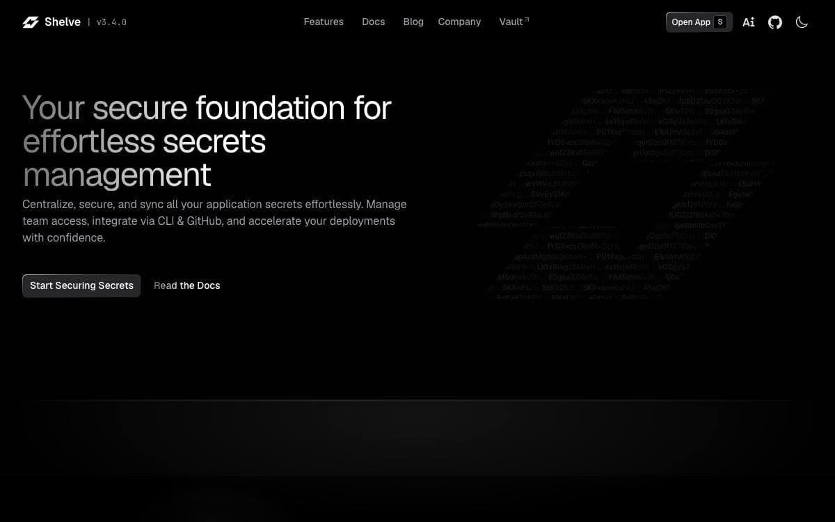 Screenshot of Shelve website