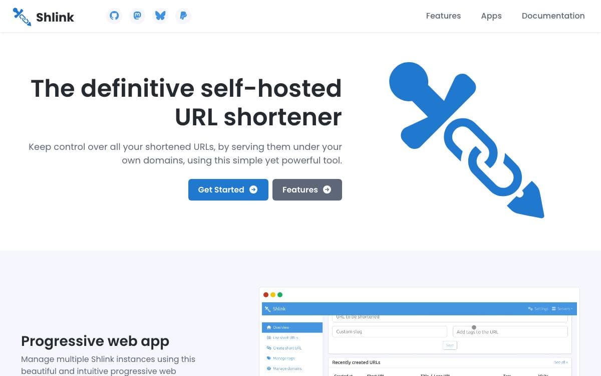Screenshot of Shlink website