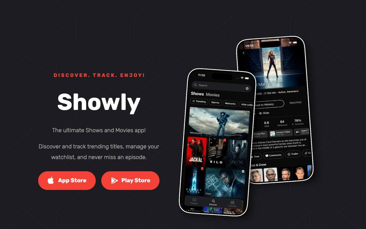Screenshot of Showly website