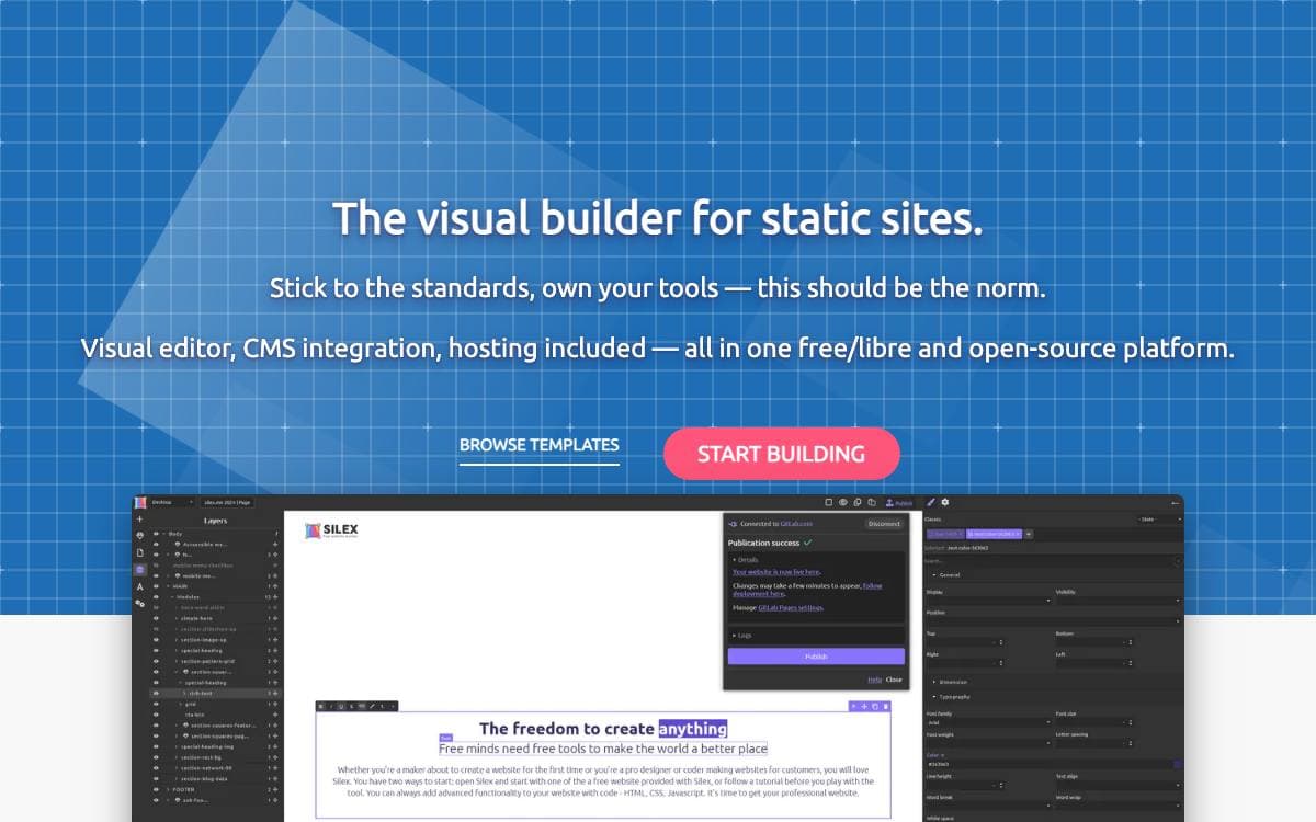 Screenshot of Silex website