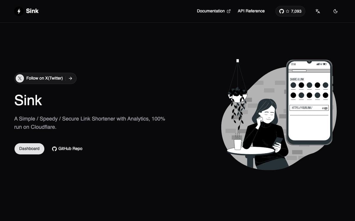 Screenshot of Sink website