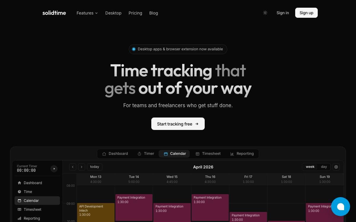 Screenshot of SolidTime website