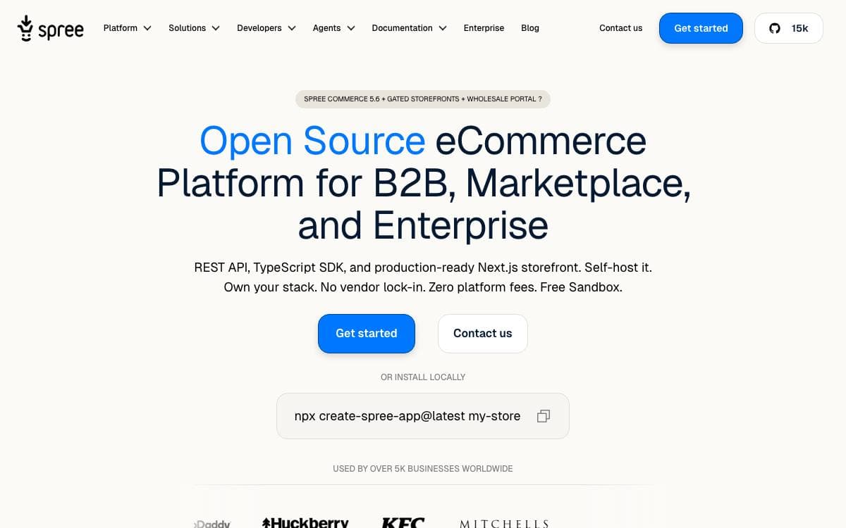 Screenshot of Spree Commerce website