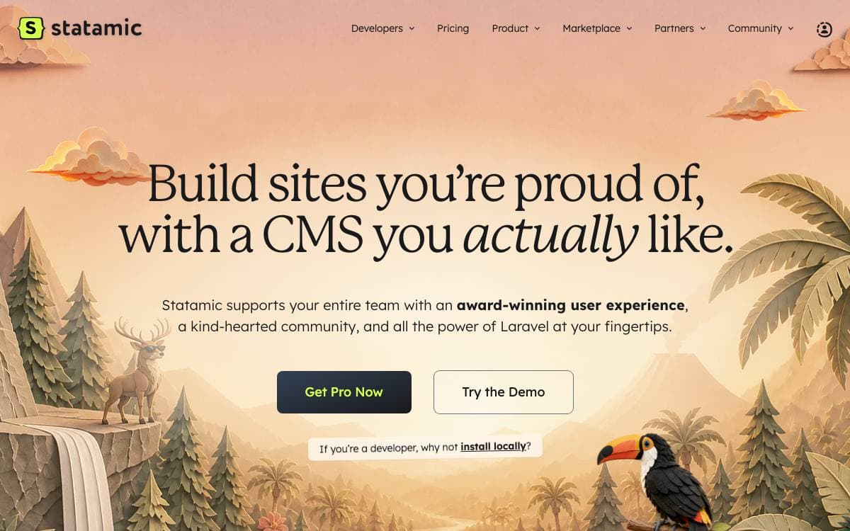 Screenshot of Statamic website