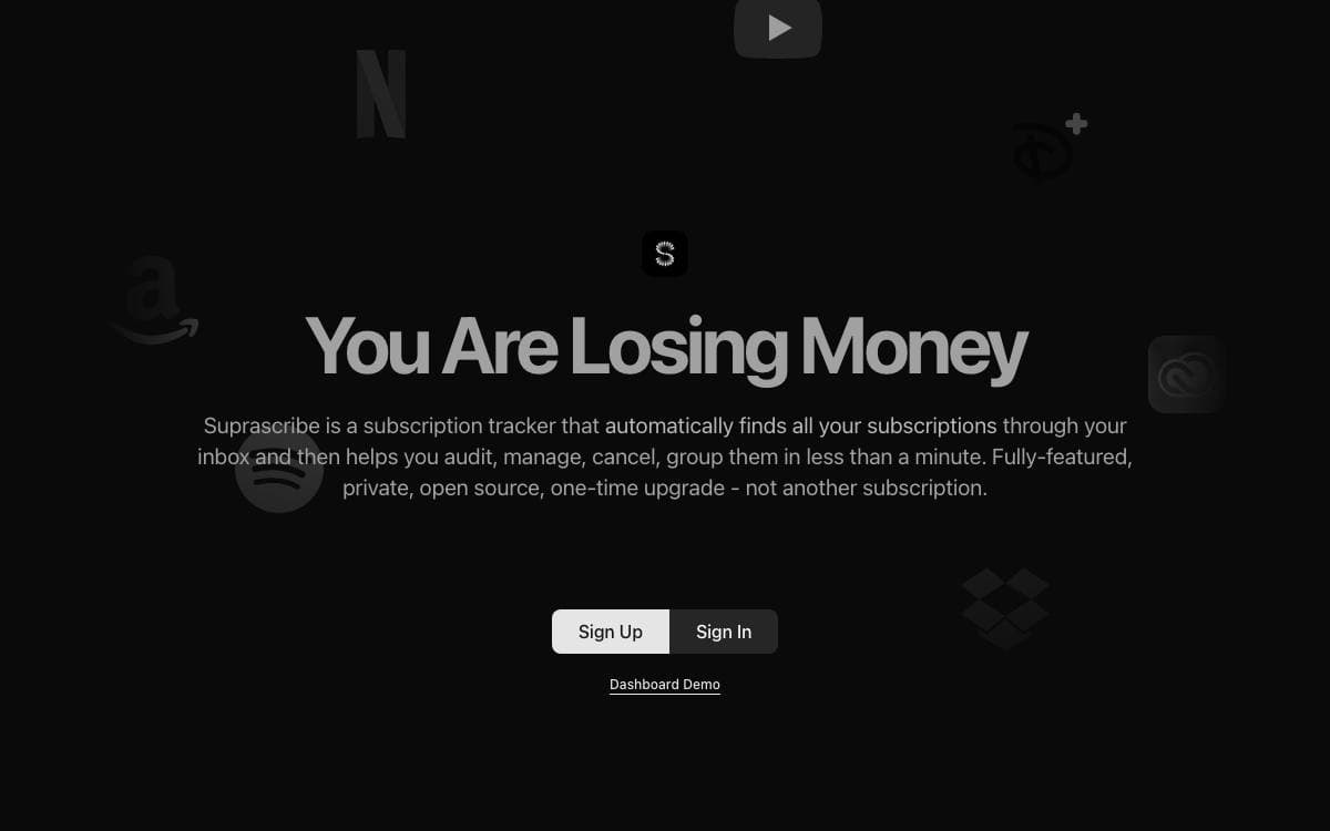 Screenshot of Suprascribe website