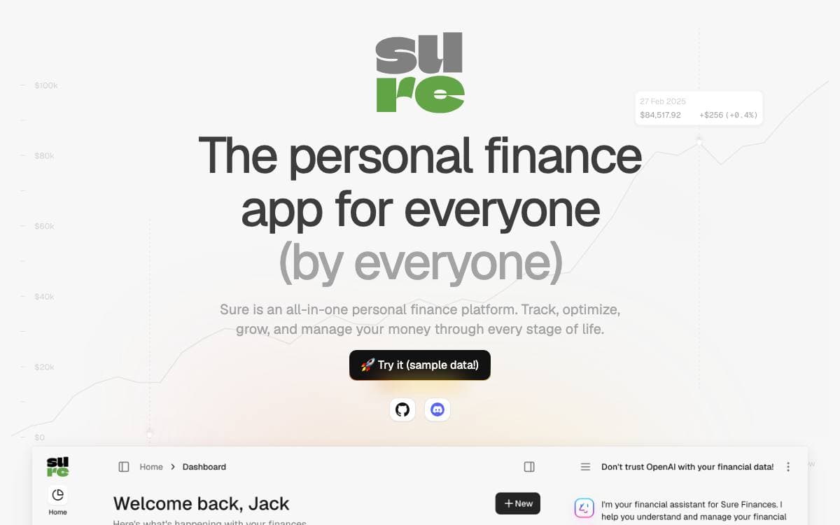 Screenshot of Sure.am website