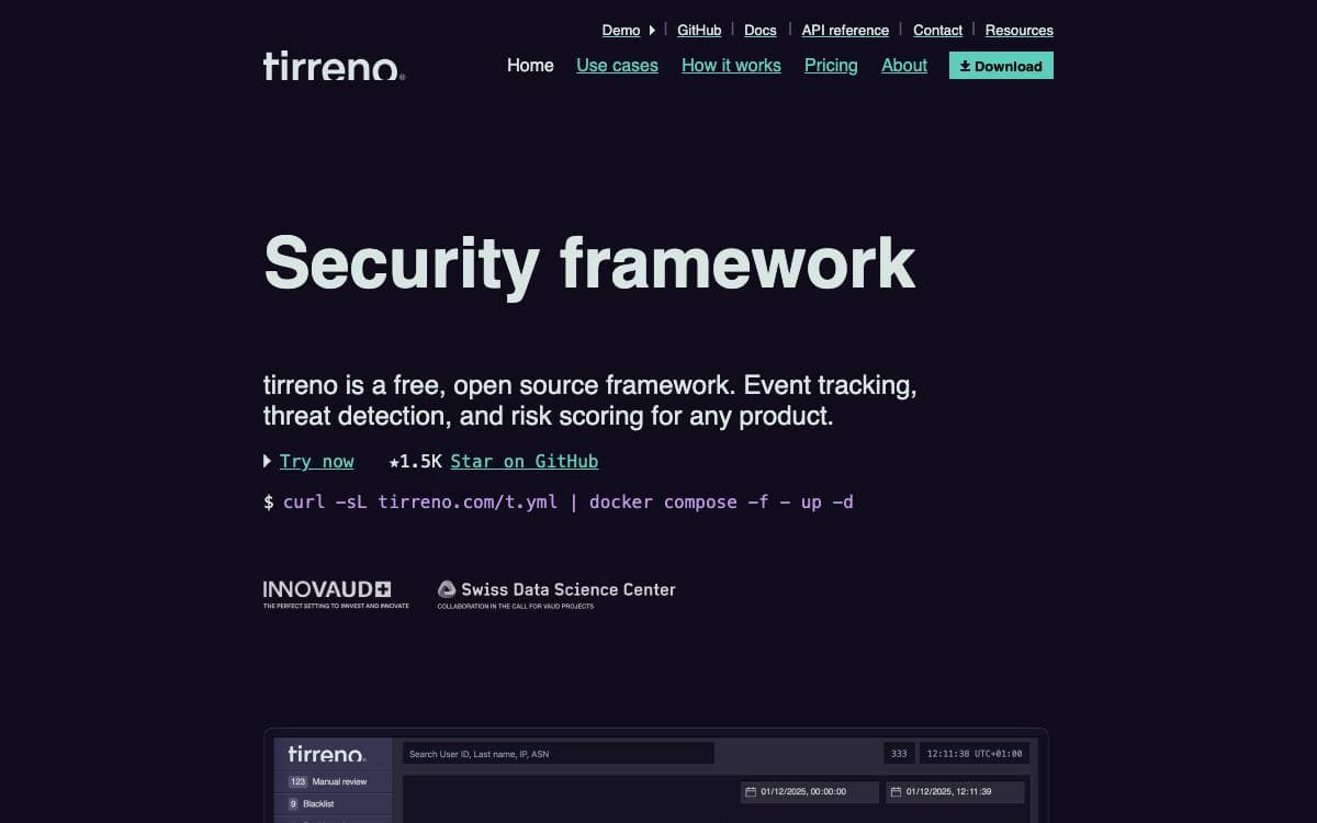Screenshot of Tirreno website