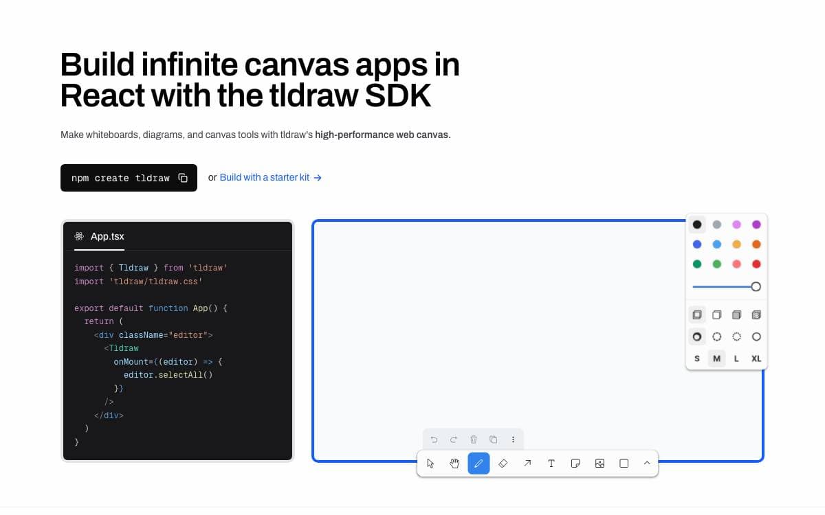 Screenshot of Tldraw website
