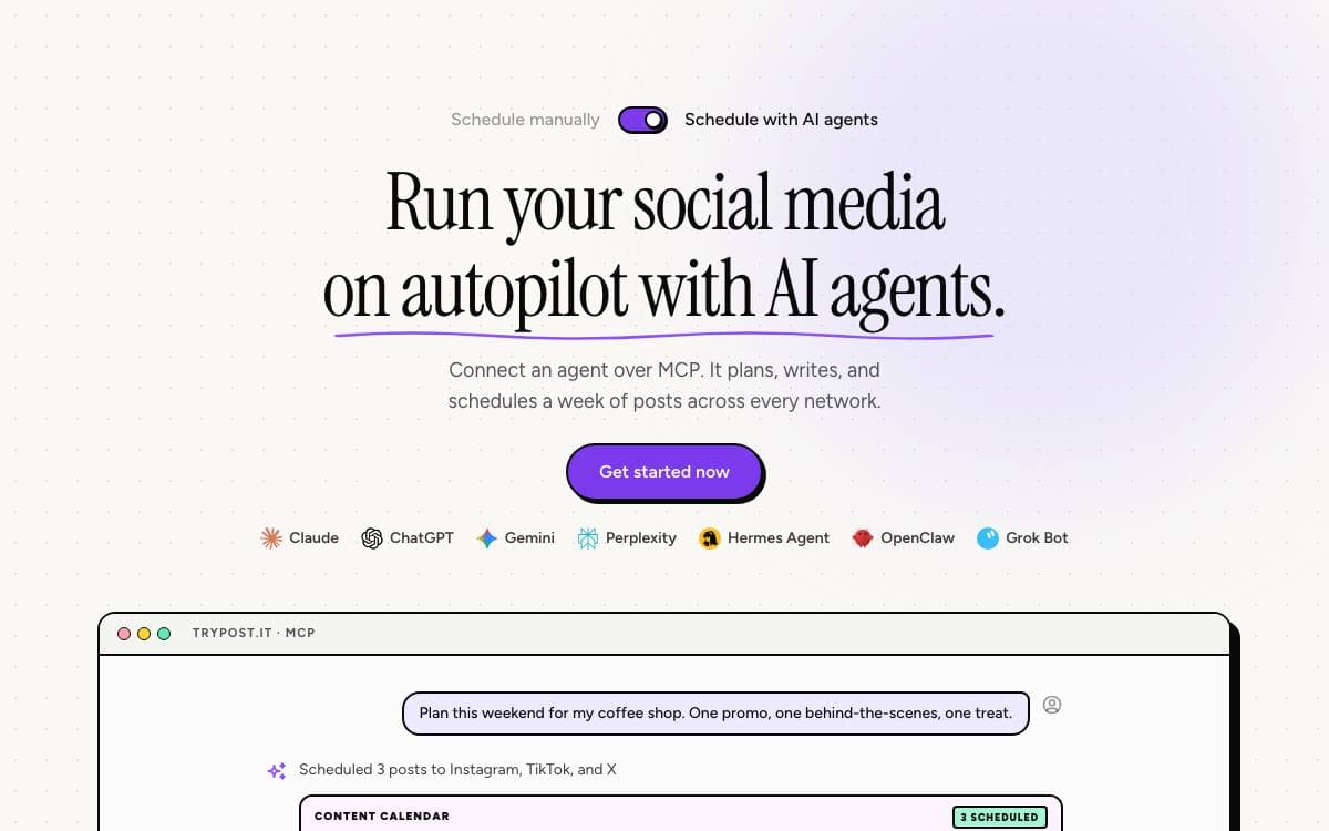 Screenshot of TryPost website