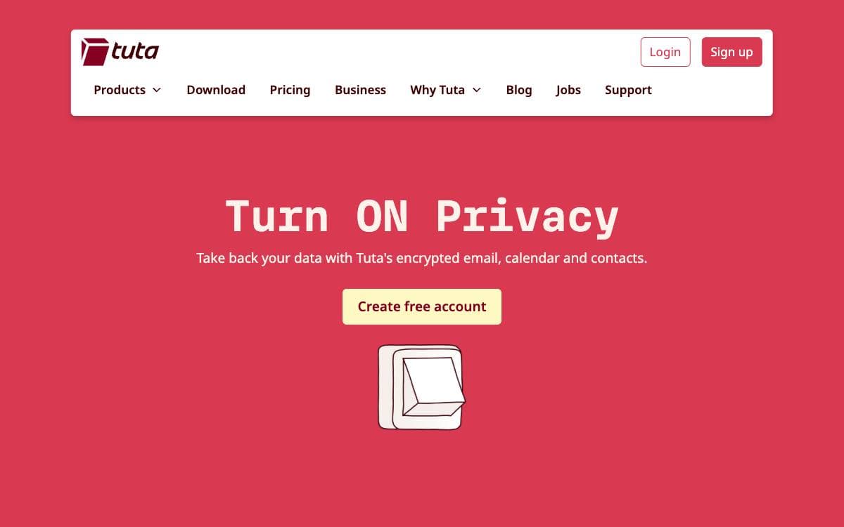 Screenshot of Tuta website