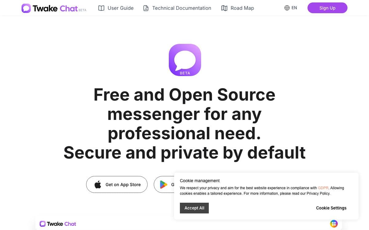 Screenshot of Twake Chat website