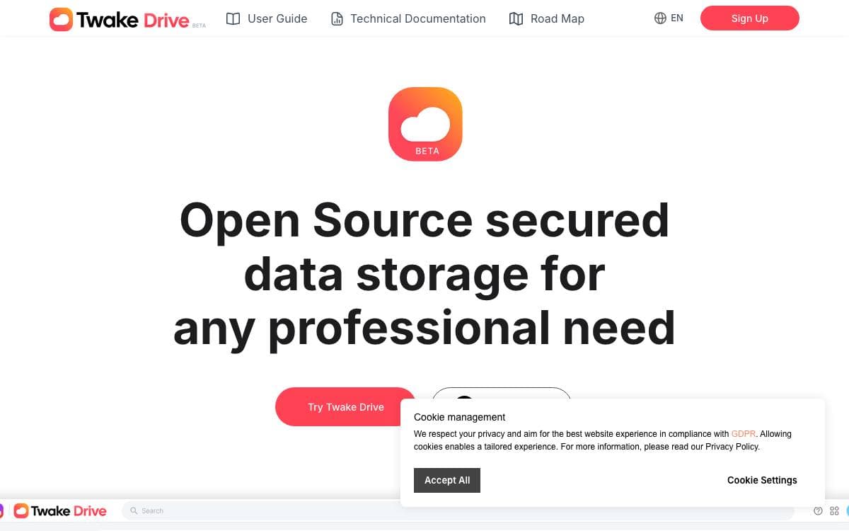 Screenshot of Twake Drive website