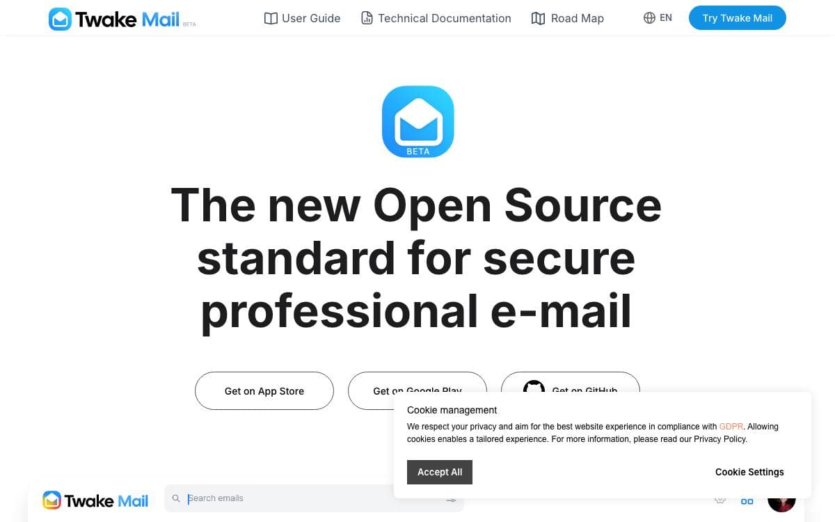 Screenshot of Twake Mail website
