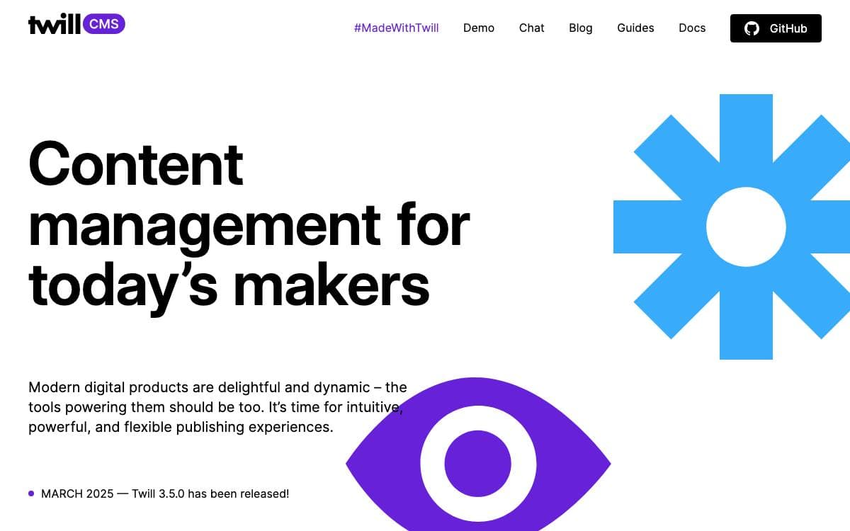 Screenshot of Twill CMS website
