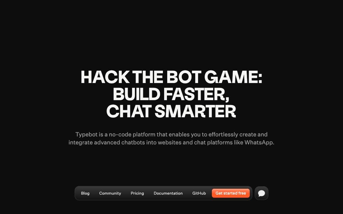 Screenshot of Typebot website