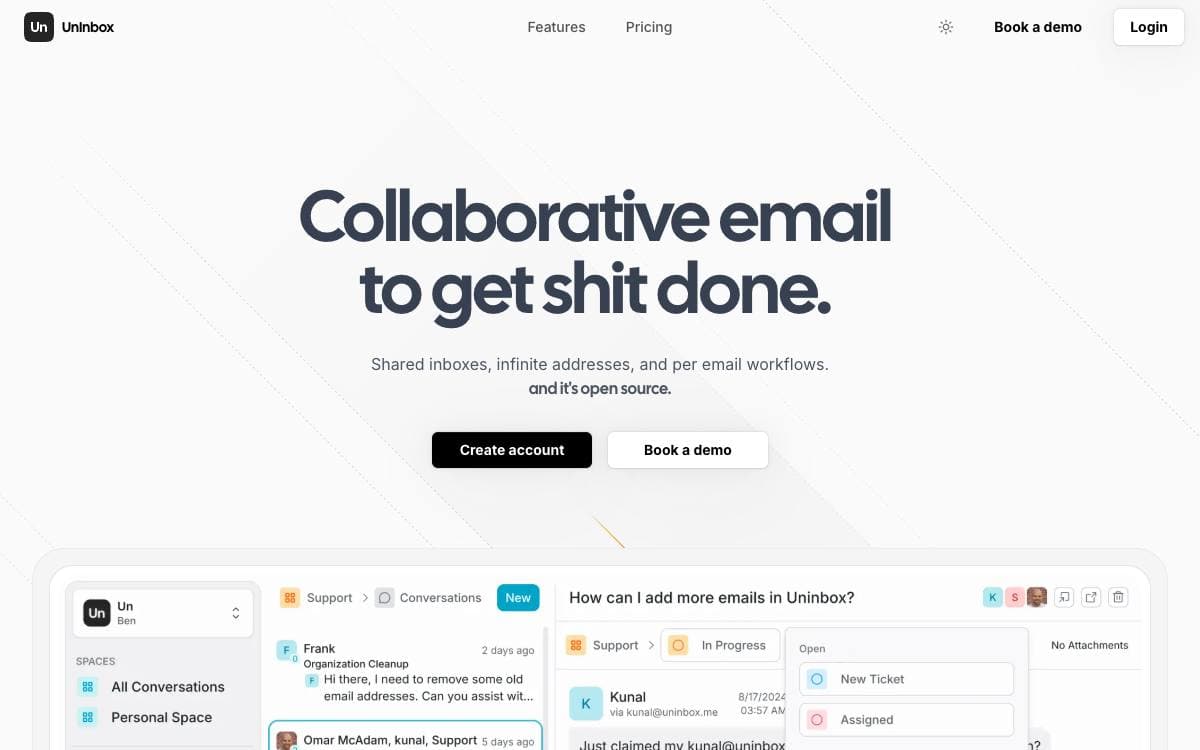 Screenshot of UnInbox website