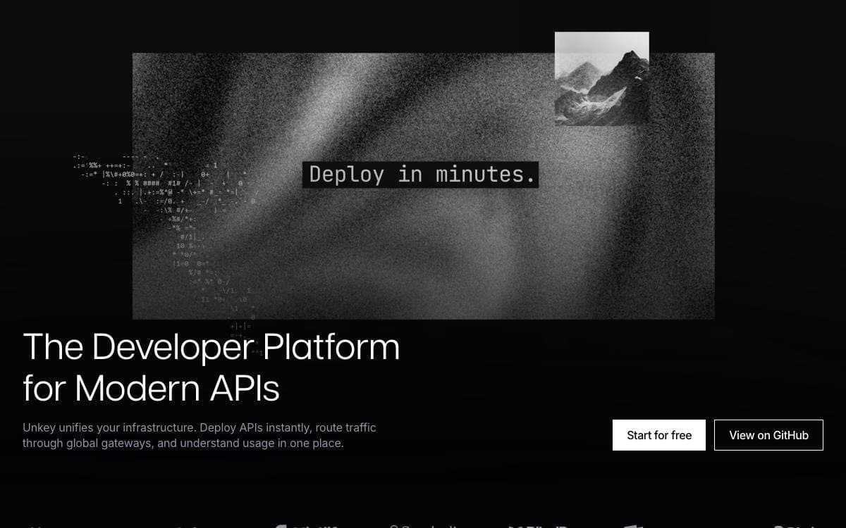 Screenshot of UnKey website