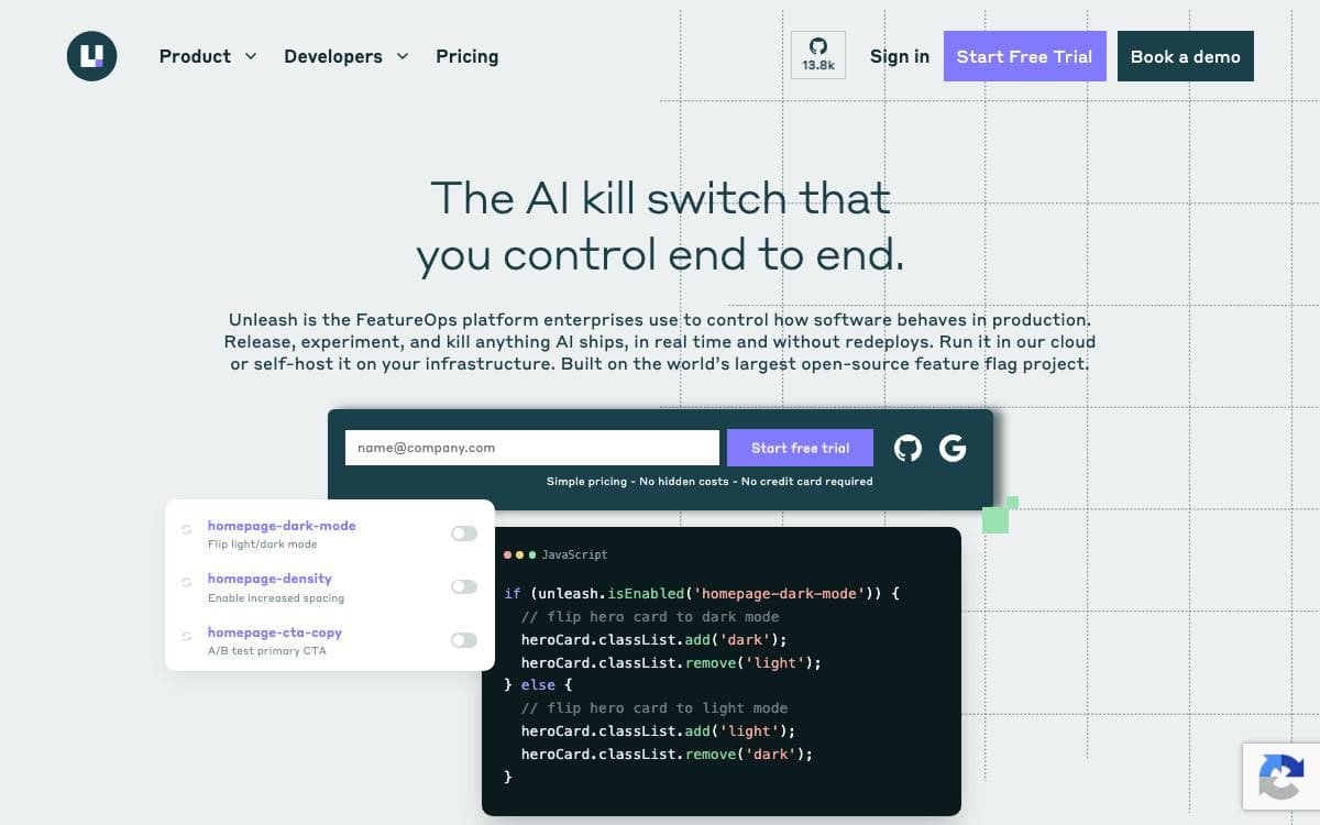 Screenshot of Unleash website