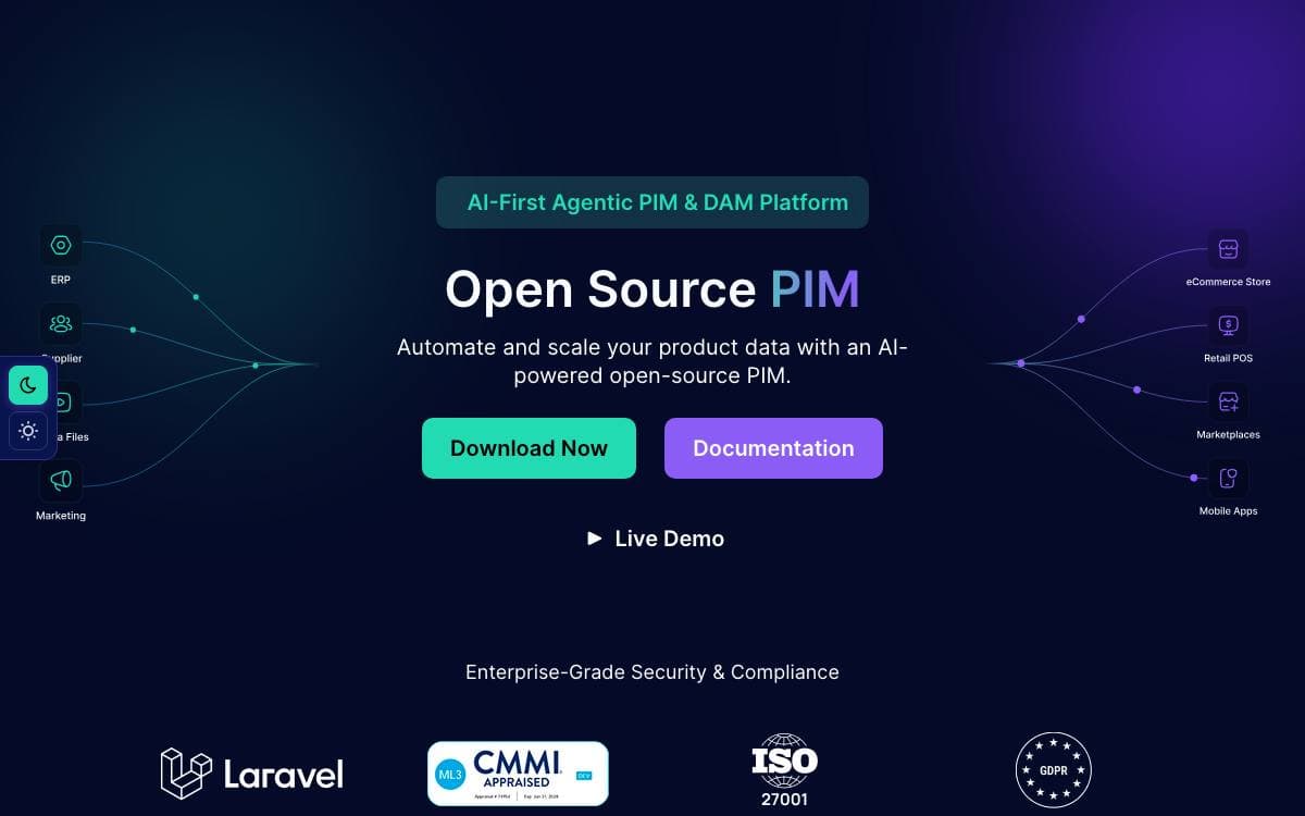 Screenshot of UnoPim website