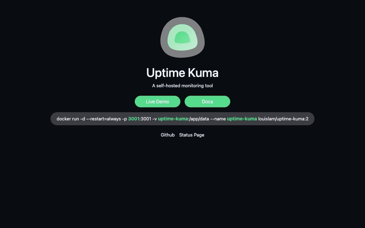 Screenshot of Uptime Kuma website